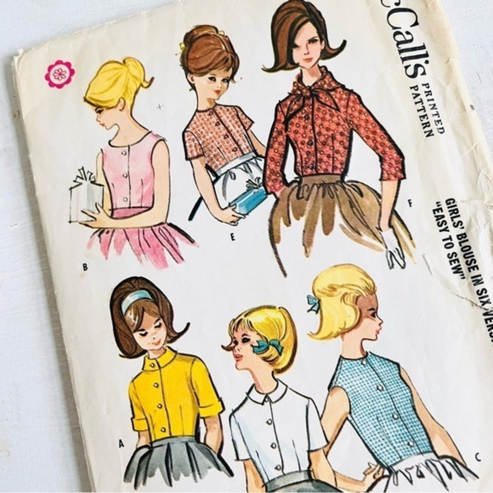 [McCall’s] Girls’ Blouse + Scarf Vintage Sewing Pattern 6619 Size 7